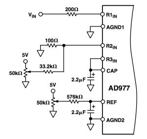 外部校正選項（以 ±10 V 輸入電壓為例）