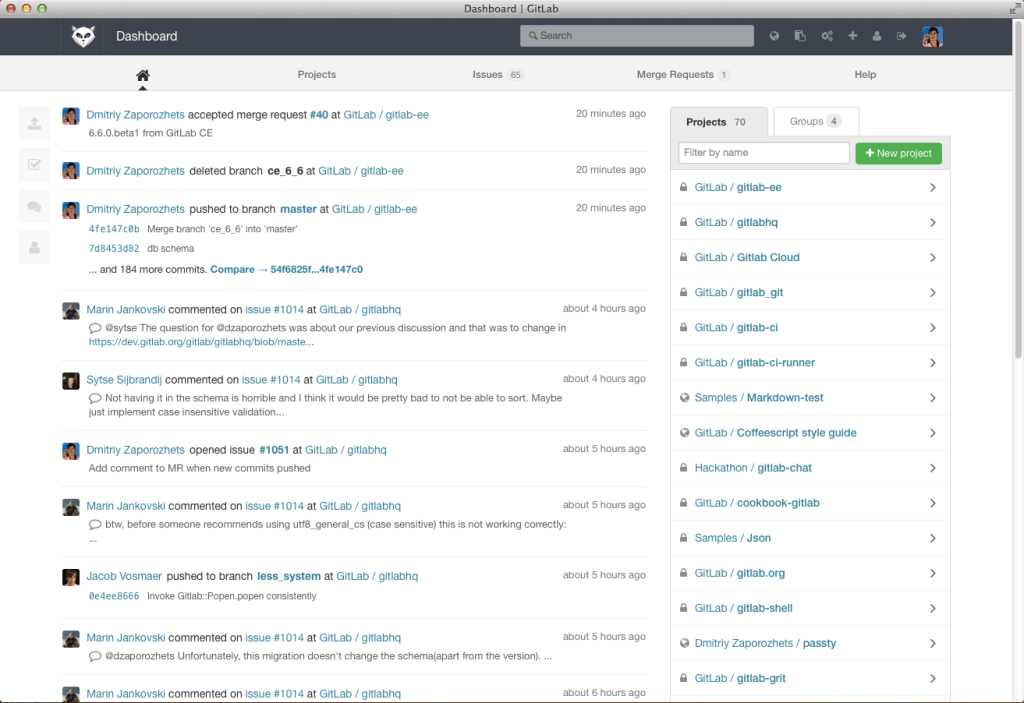 GitLab 操作畫面。取自官網
