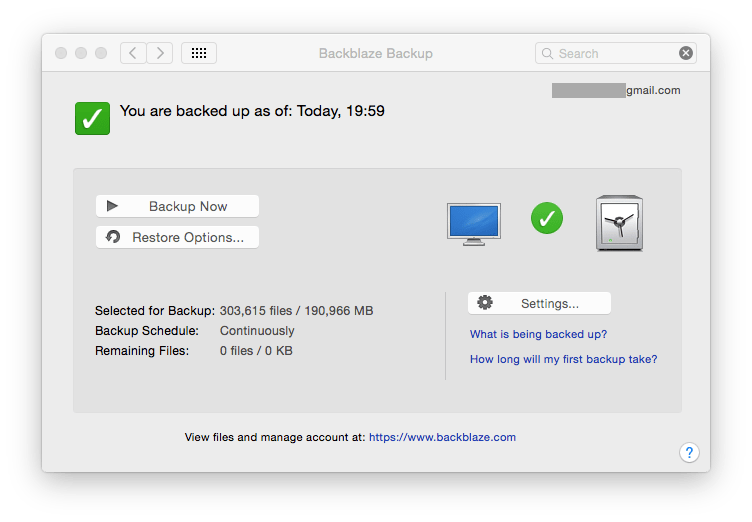 backblaze preference